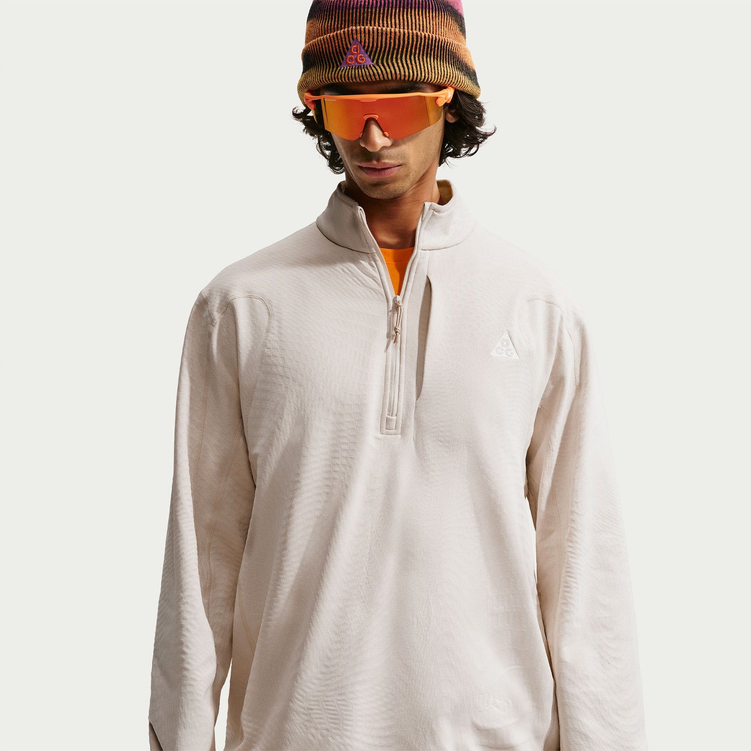 Nike ACG Wolf Grid Therma-Fit 1/2 Zip Hiking Top Light Orewood