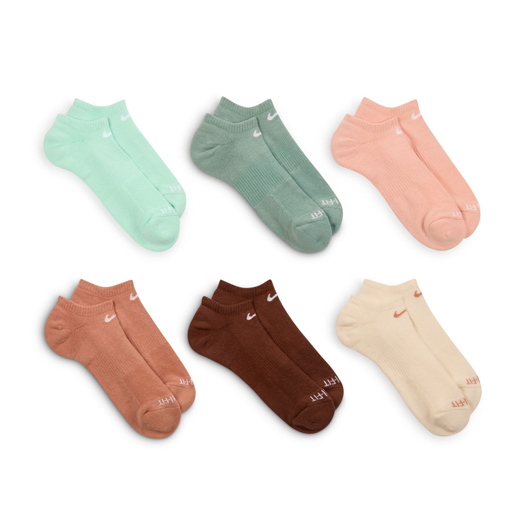 Nike SB Everyday Plus No Show Sock Multi Color Pastel 6 Pack