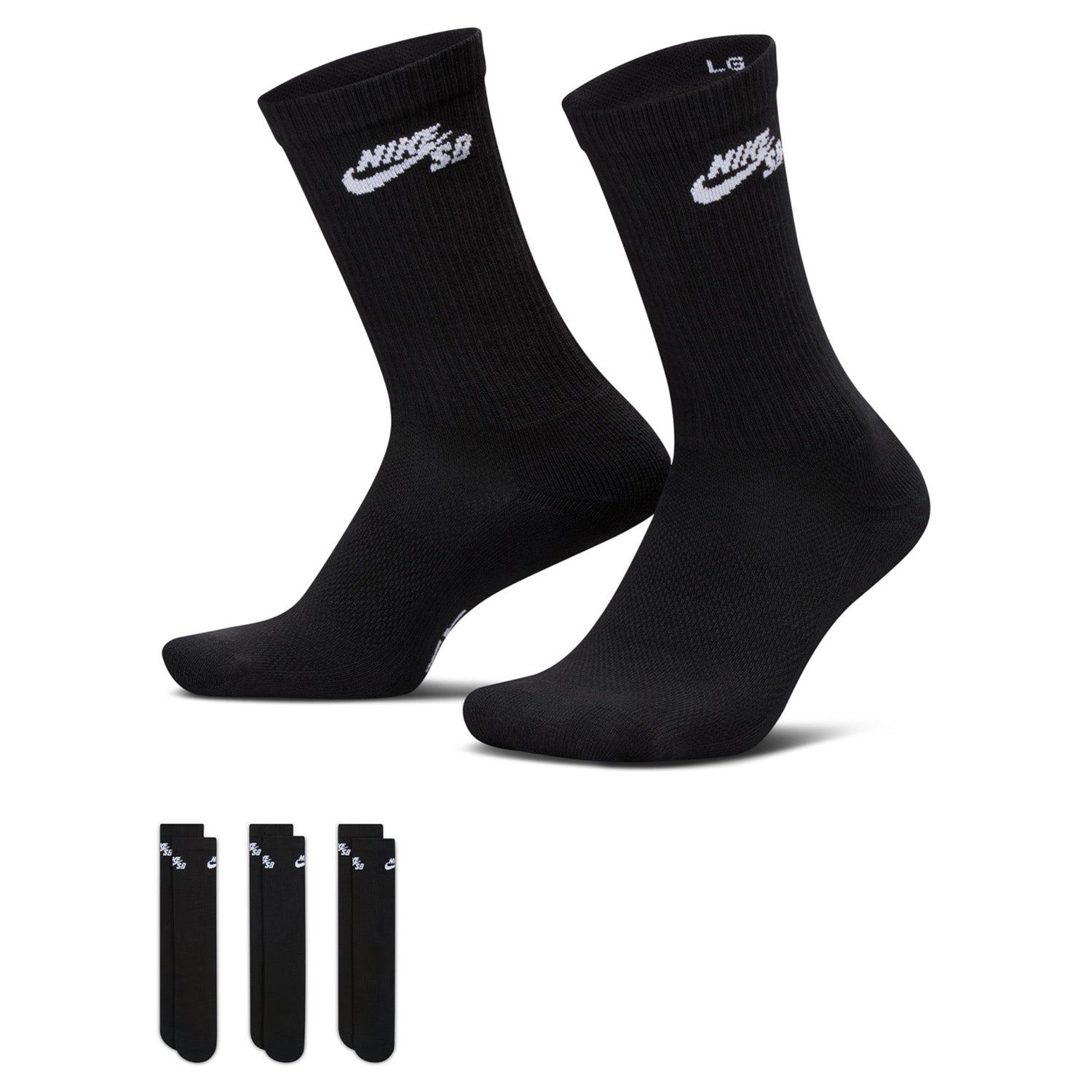 Nike SB Elevated Crew Sock 3 Pack Black