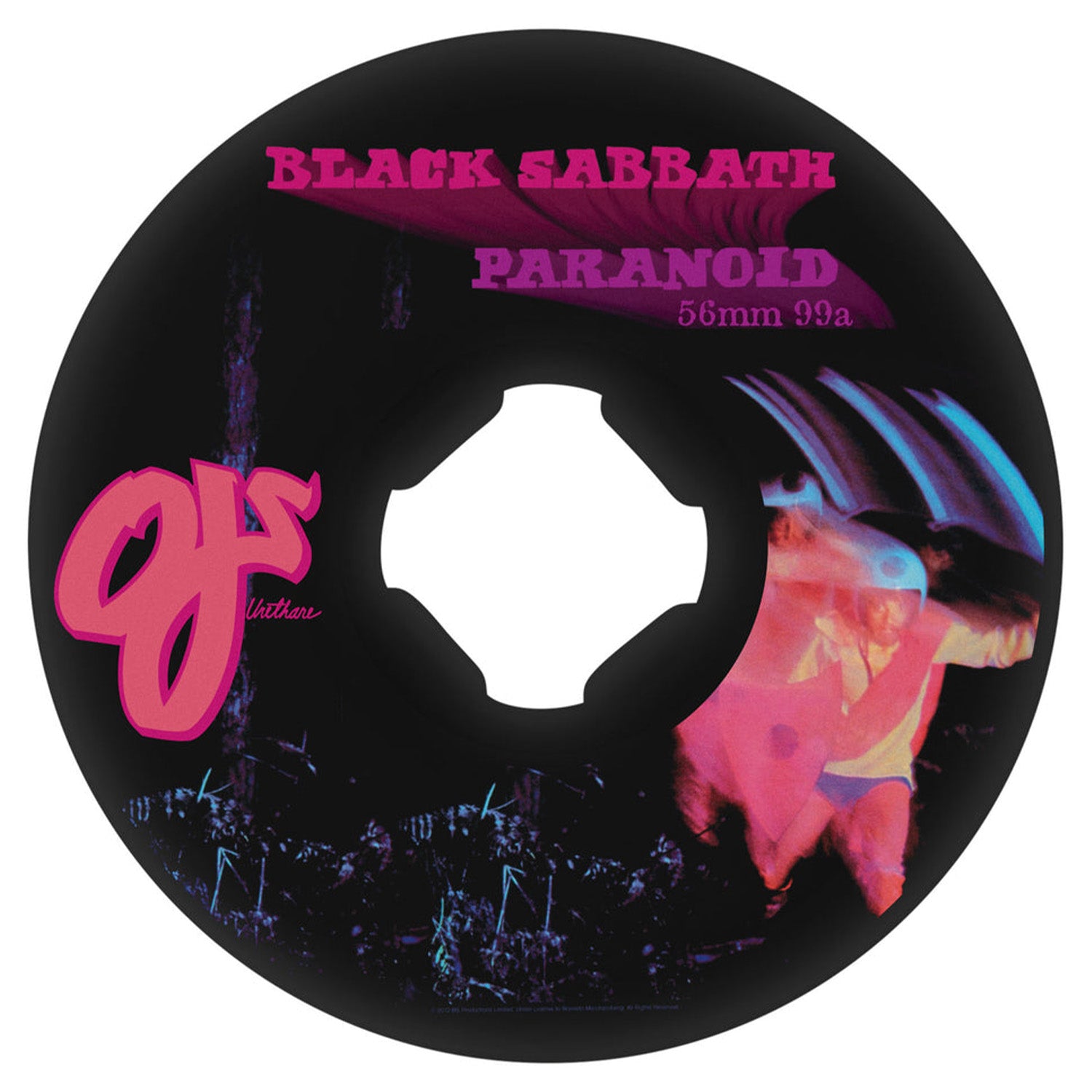 OJ Wheels Black Sabbath Paranoid Chubbies Black 56mm 99a - Orchard