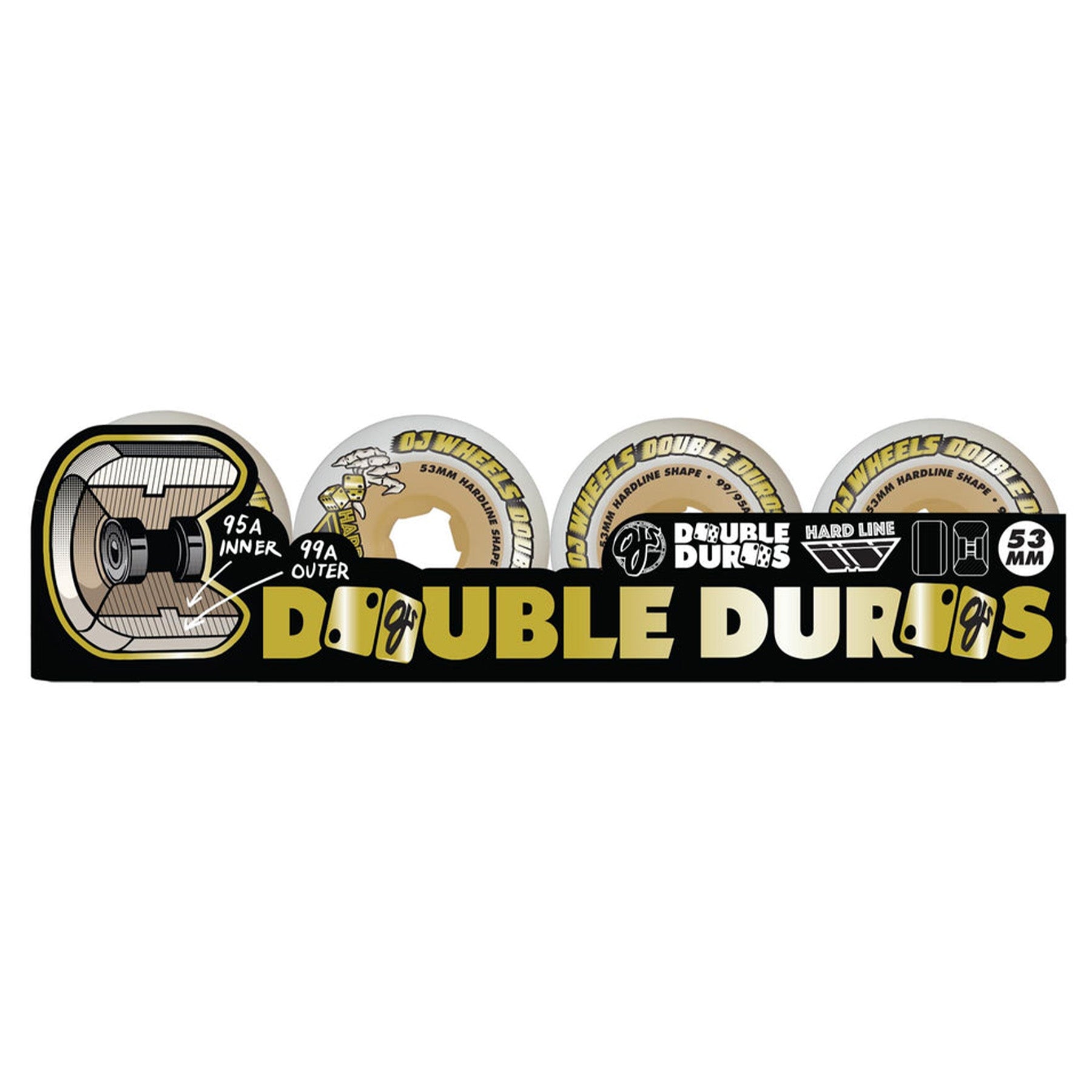 OJ Wheels Double Duro White Gum Hardline 53mm 99a/95a