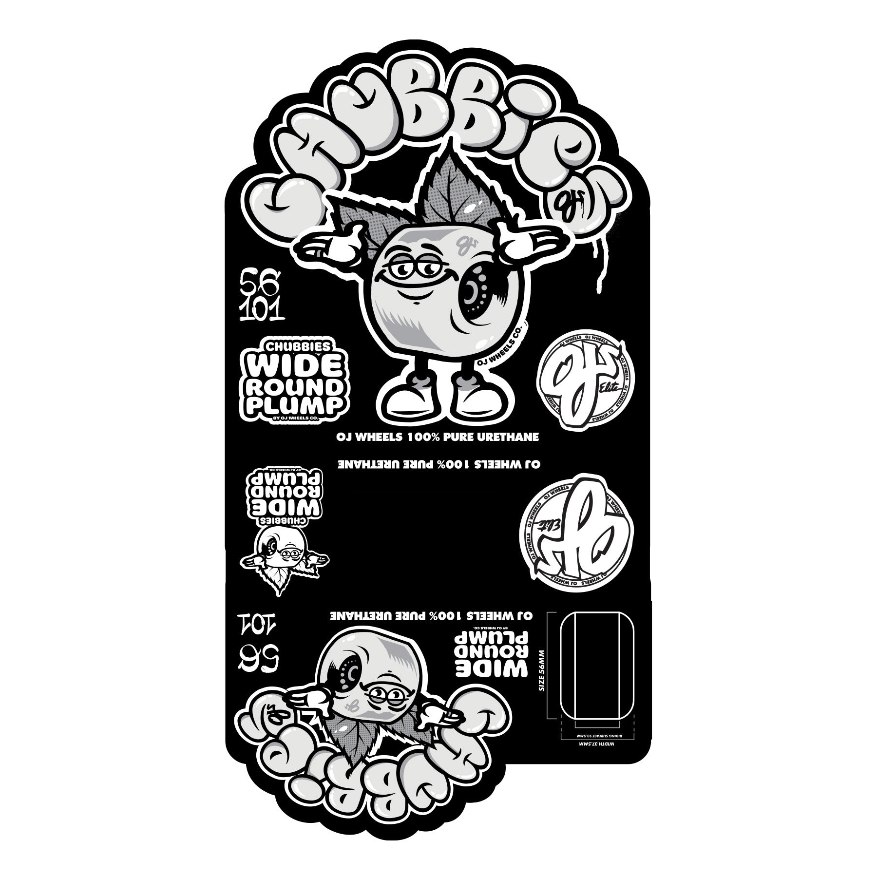 OJ Wheels Throw Ups Chubbies Red Wheels 56mm 101a