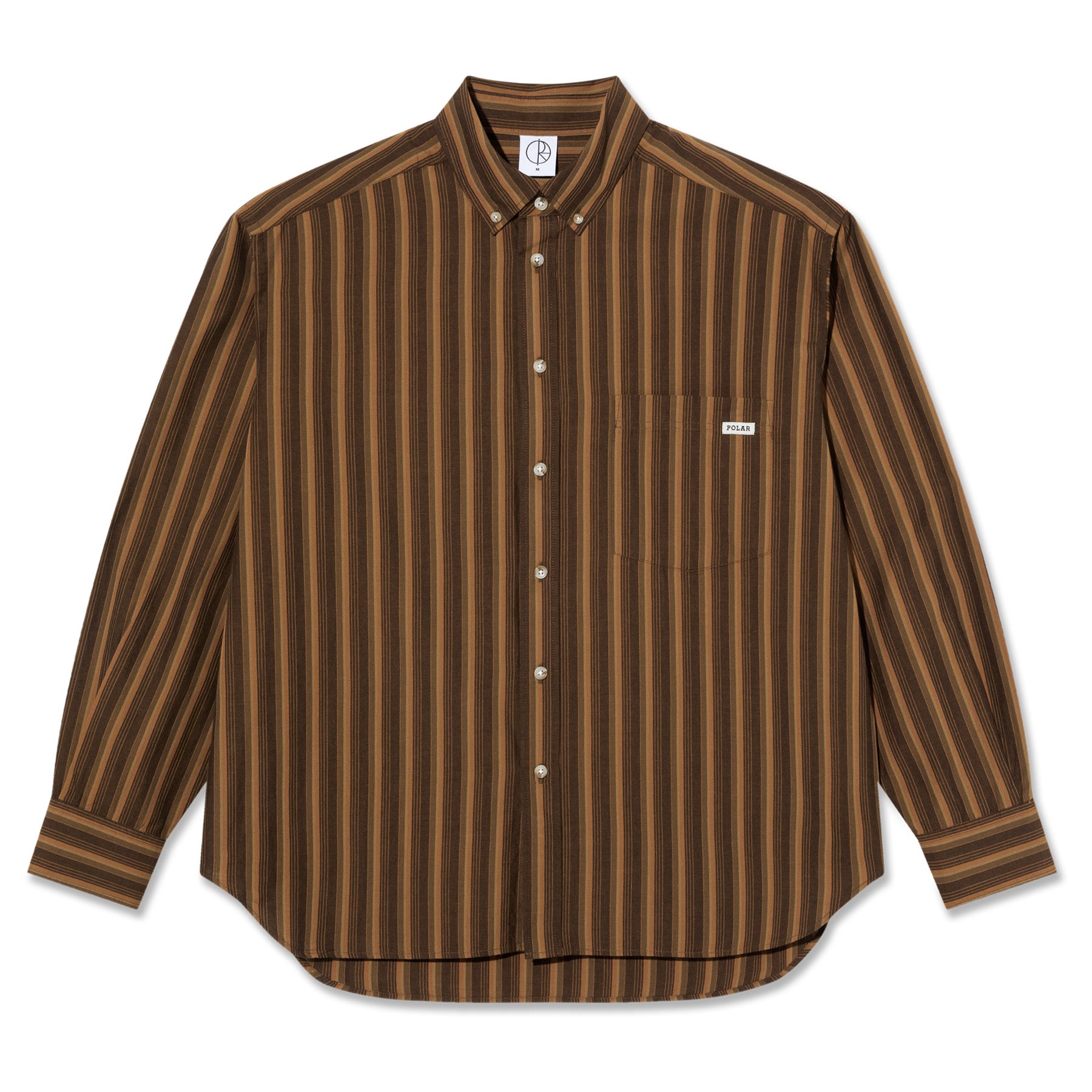 Polar Skate Co. Ben LS Shirt Brown Stripes - Orchard Skateshop