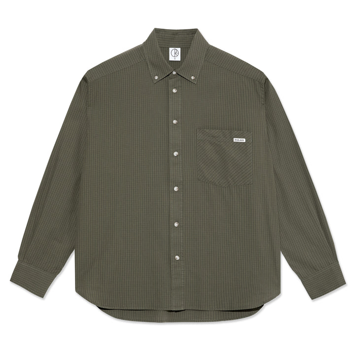 Polar Skate Co. Ben LS Shirt Army Green Check