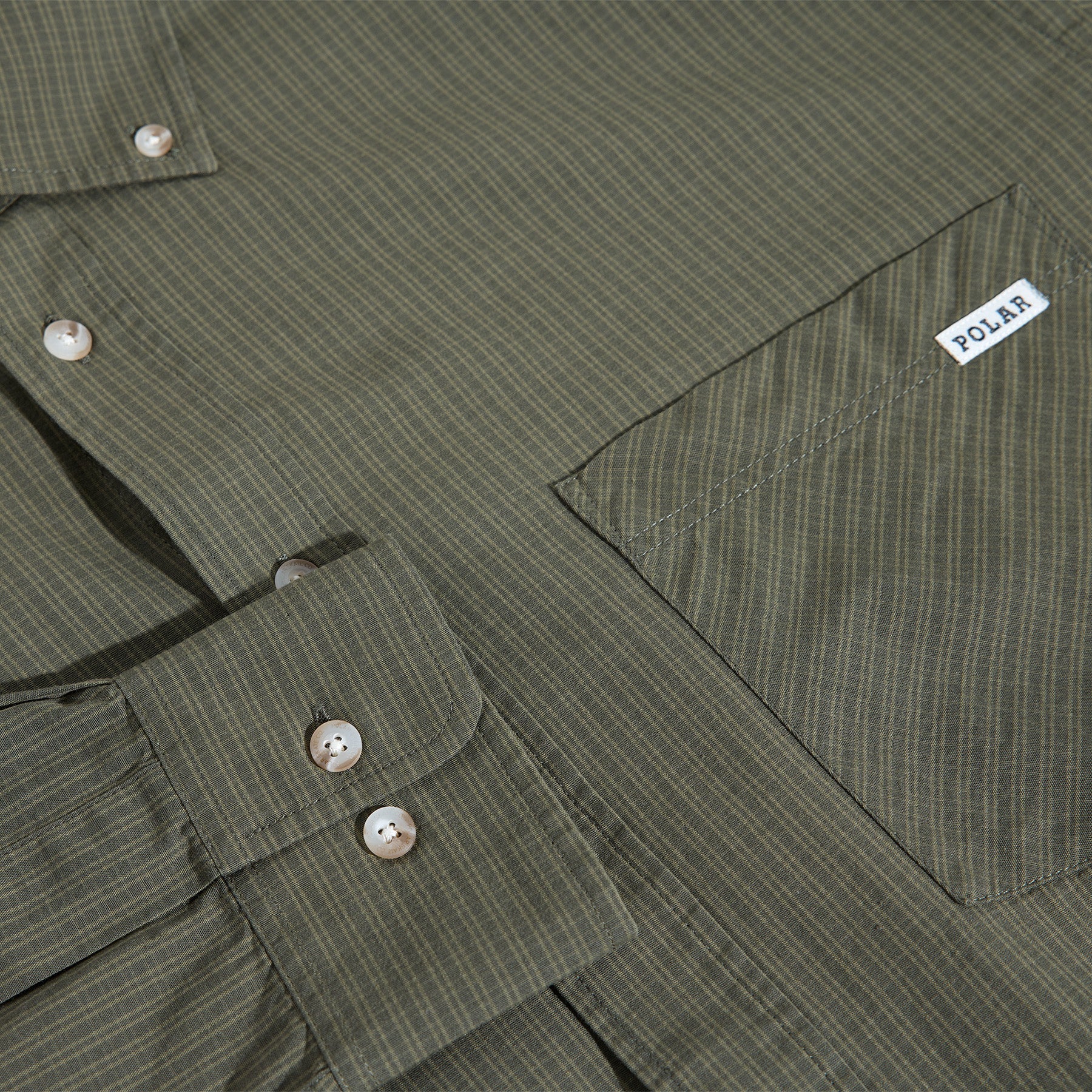 Polar Skate Co. Ben LS Shirt Army Green Check