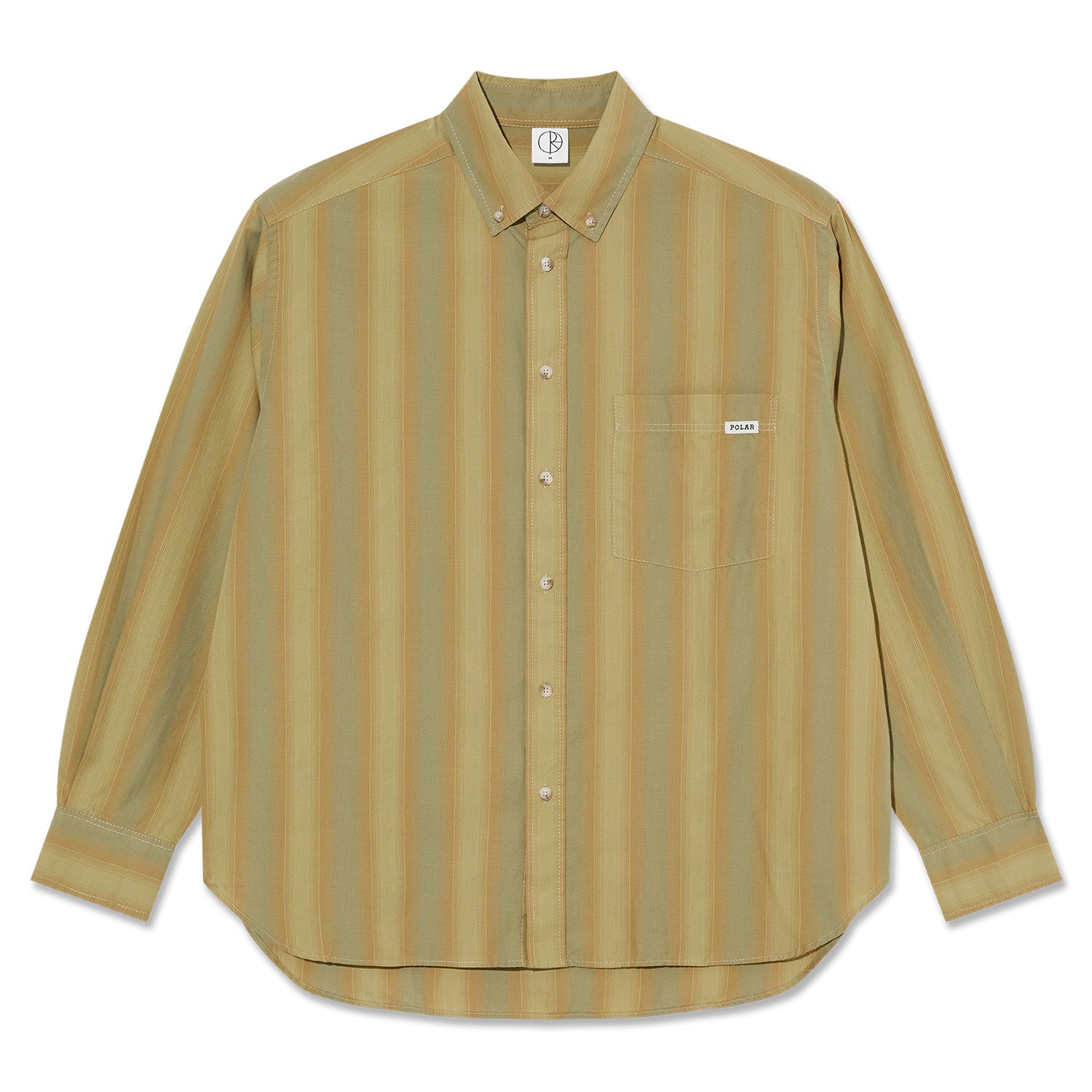 Polar Skate Co. Ben LS Shirt Green Stripe - Orchard Skateshop