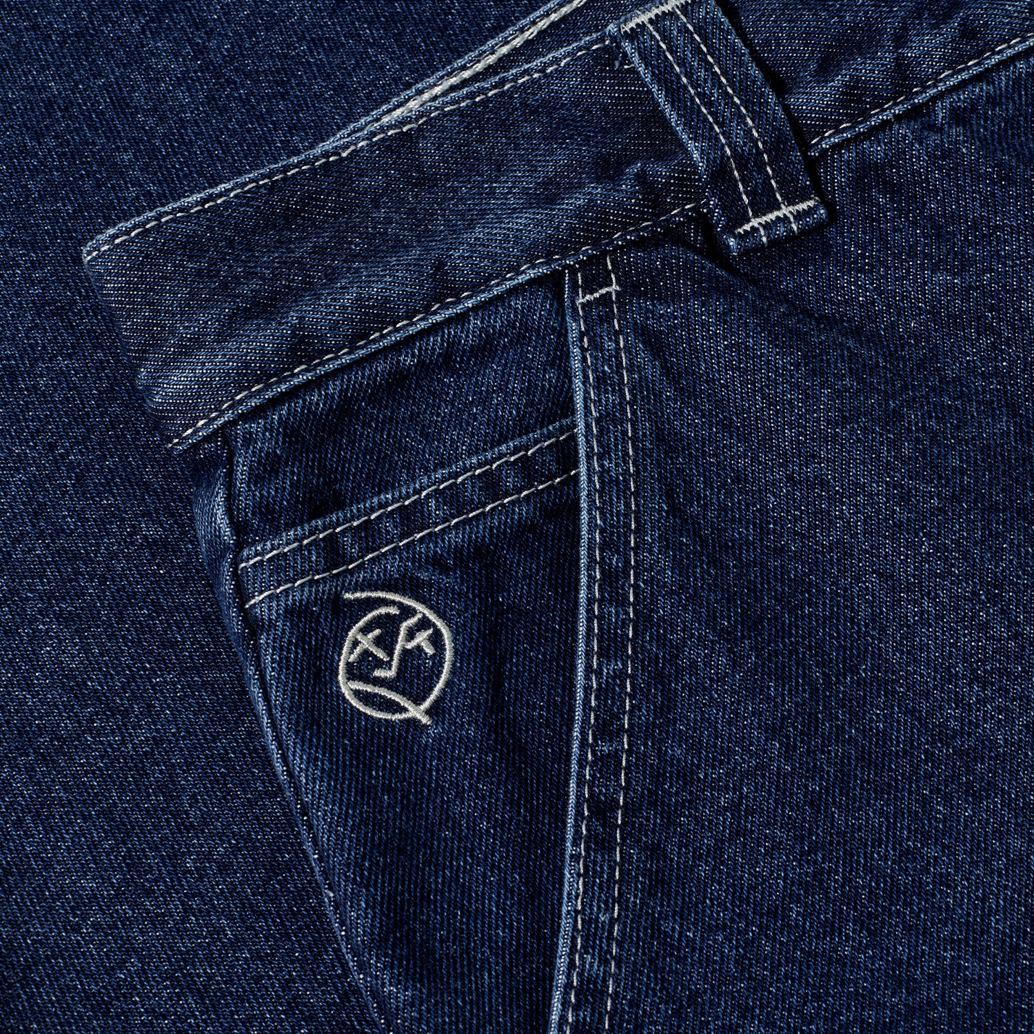 Polar Skate Co. Big Boy Work Pants Dark Blue White Stitch