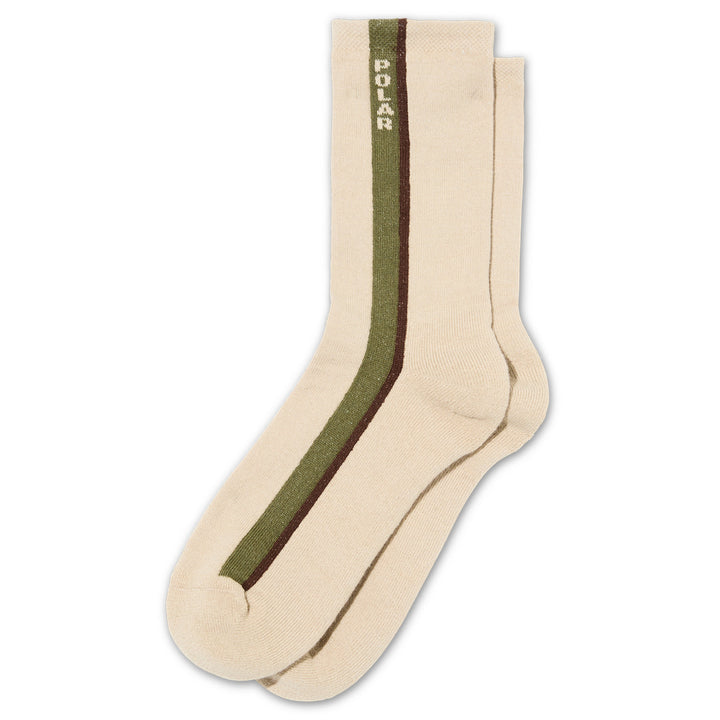 Polar Skate Co. Business Socks Side Stripe Beige