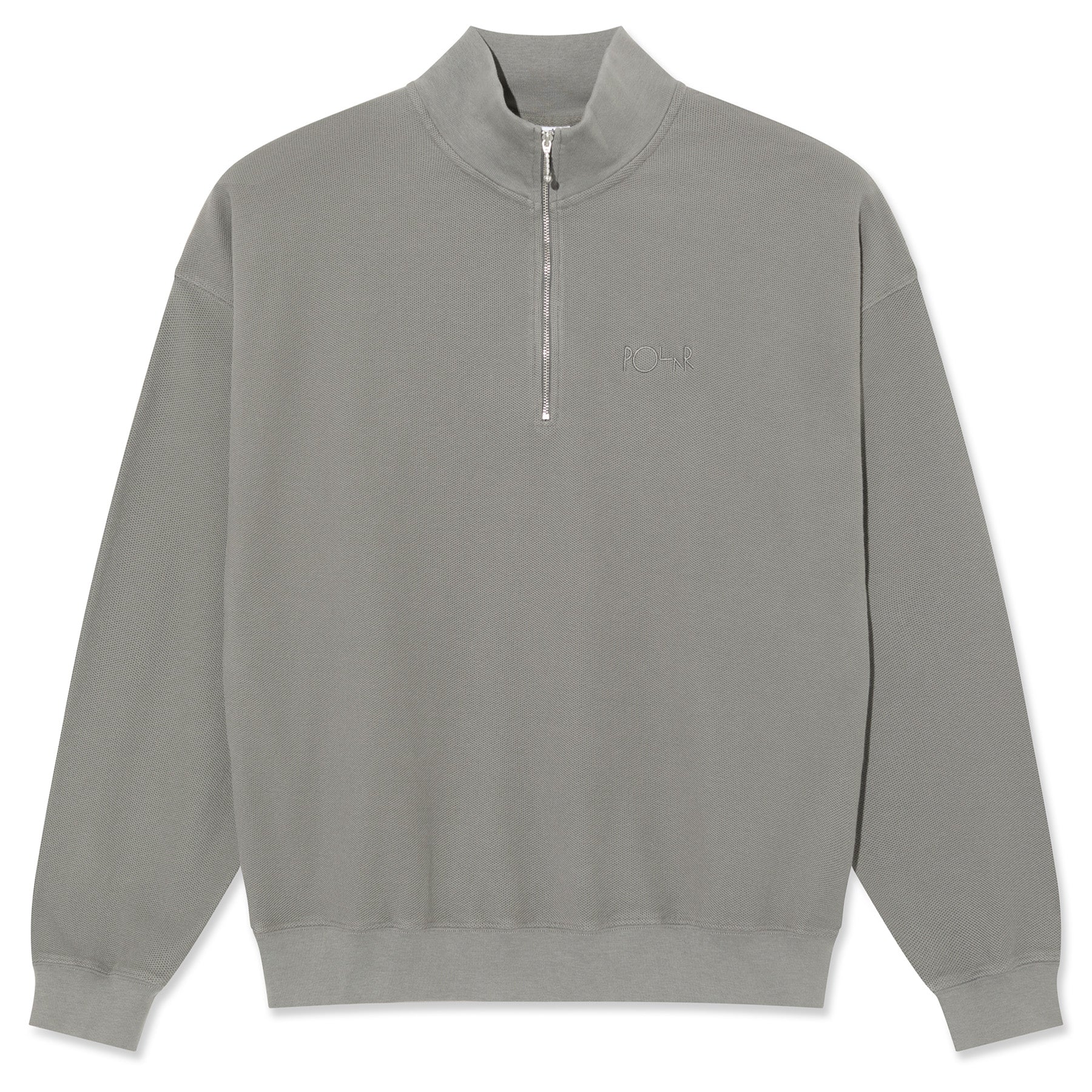 polar skate ハーフジップ Polar Skate Co, Half Zip LS Shirt Pique Grey - Orchard Skateshop