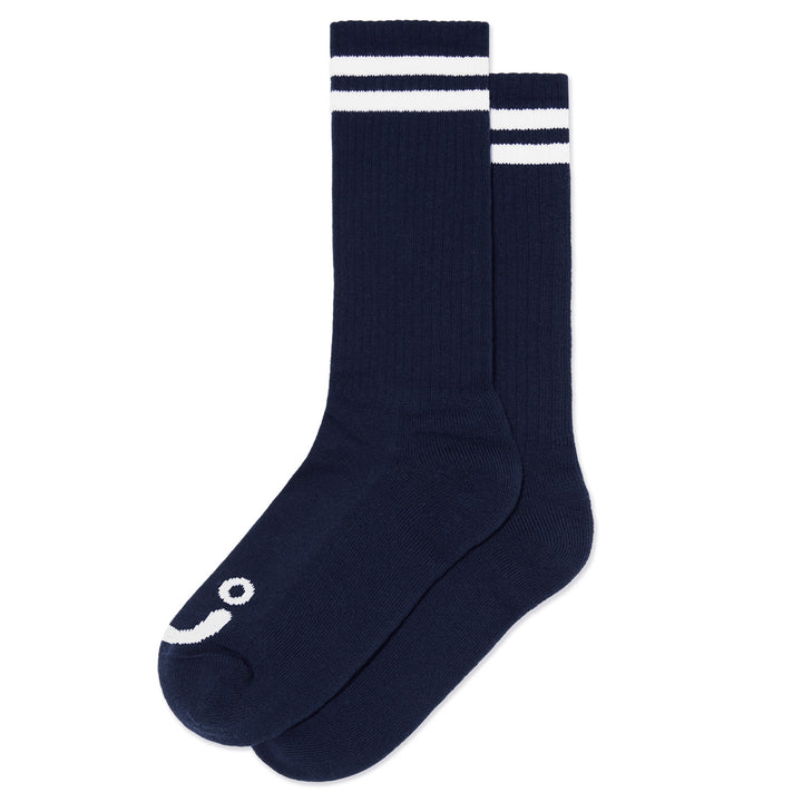Polar Skate Co. Rib Socks Happy Sad Long Navy/White