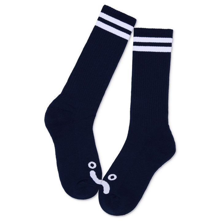 Polar Skate Co. Rib Socks Happy Sad Long Navy/White