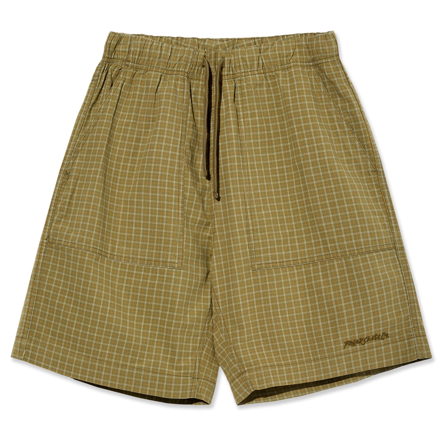 Polar Skate Co. Hike Shorts Olive Check Cotton