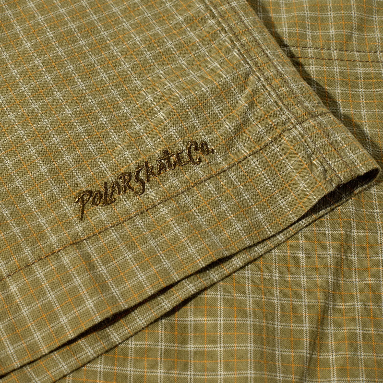 Polar Skate Co. Hike Shorts Olive Check Cotton