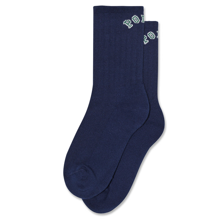 Polar Skate Co. Large Rib Socks College Logo Dark Blue