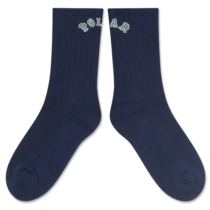 Polar Skate Co. Large Rib Socks College Logo Dark Blue
