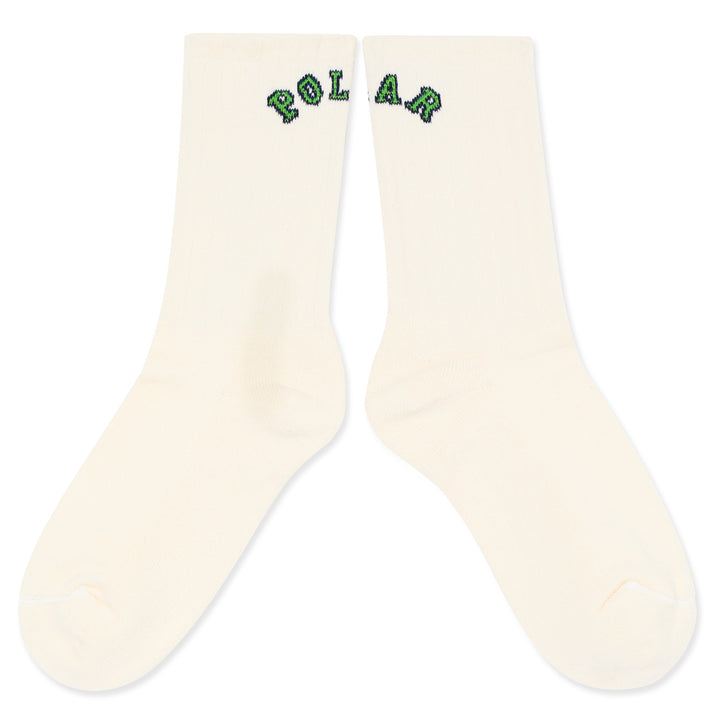 Polar Skate Co. Large Rib Socks College Logo White