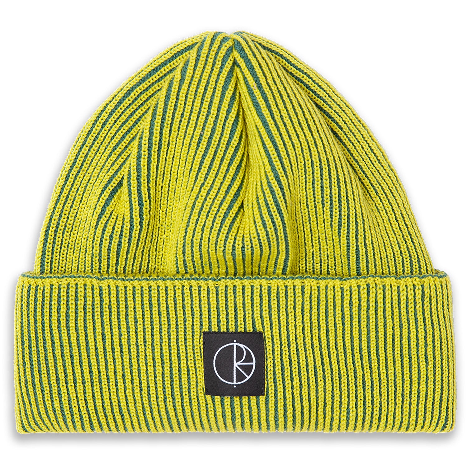 Polar Skate Co. Lines Merino Wool Beanie Chartreuse/Army Green