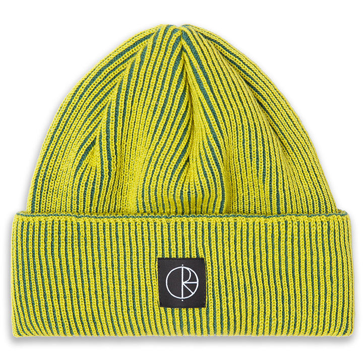 Polar Skate Co. Lines Merino Wool Beanie Chartreuse/Army Green