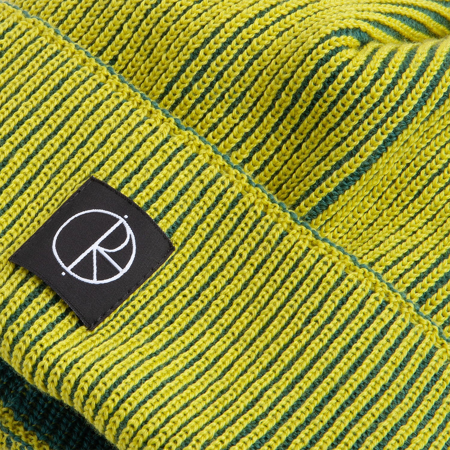 Polar Skate Co. Lines Merino Wool Beanie Chartreuse/Army Green