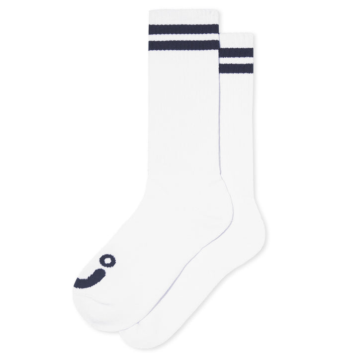 Polar Skate Co. Rib Socks Happy Sad Long White/Navy
