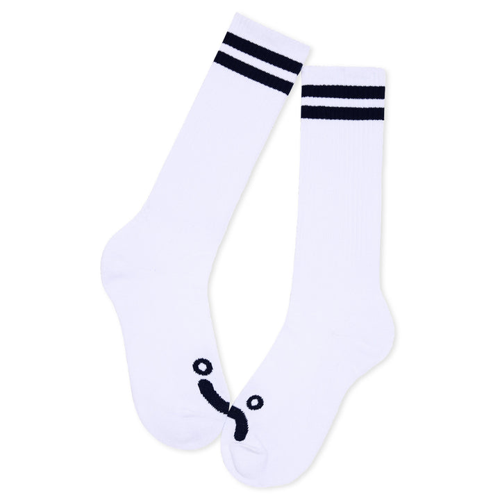 Polar Skate Co. Rib Socks Happy Sad Long White/Navy