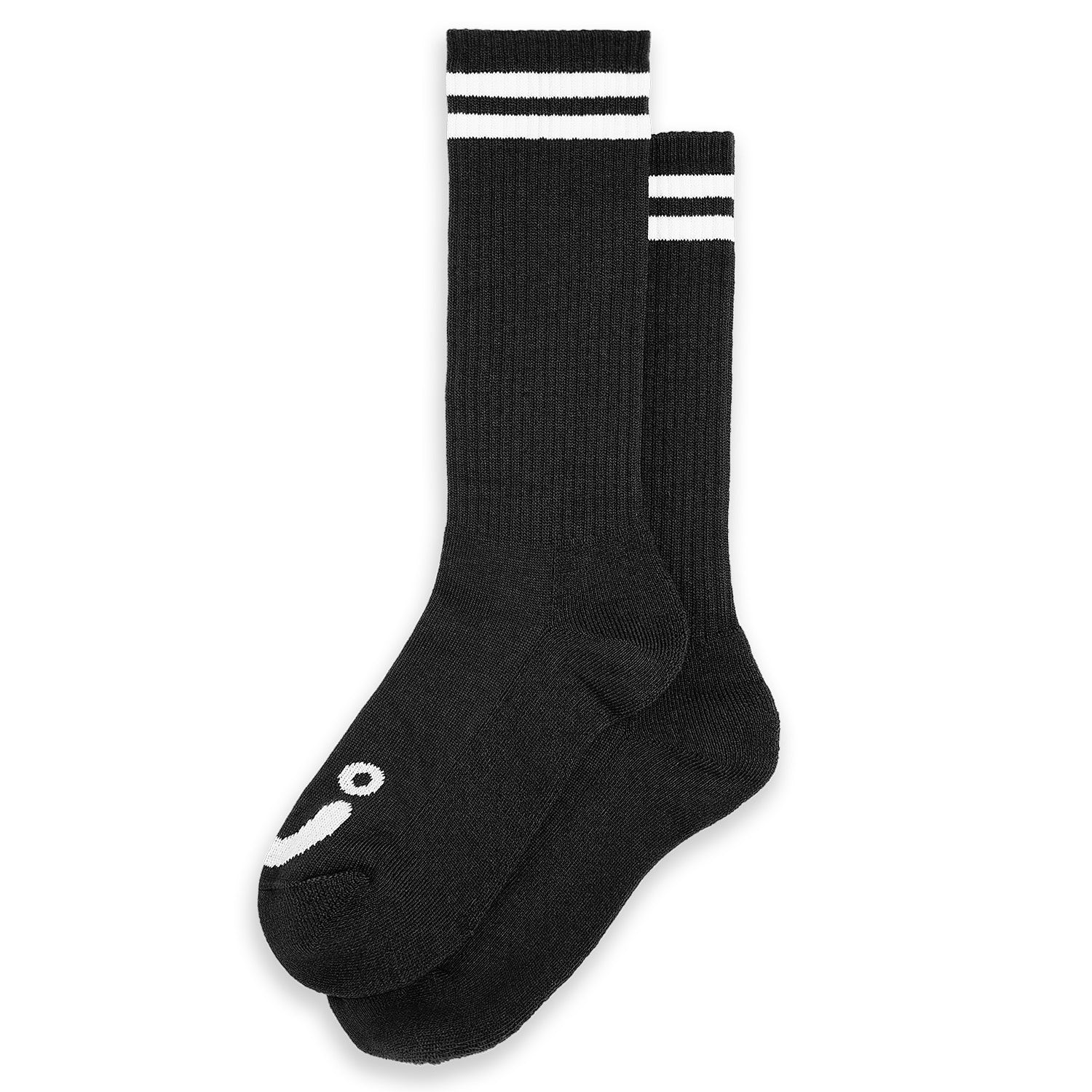 Polar Skate Co. Long Rib Socks Happy Sad Black/White