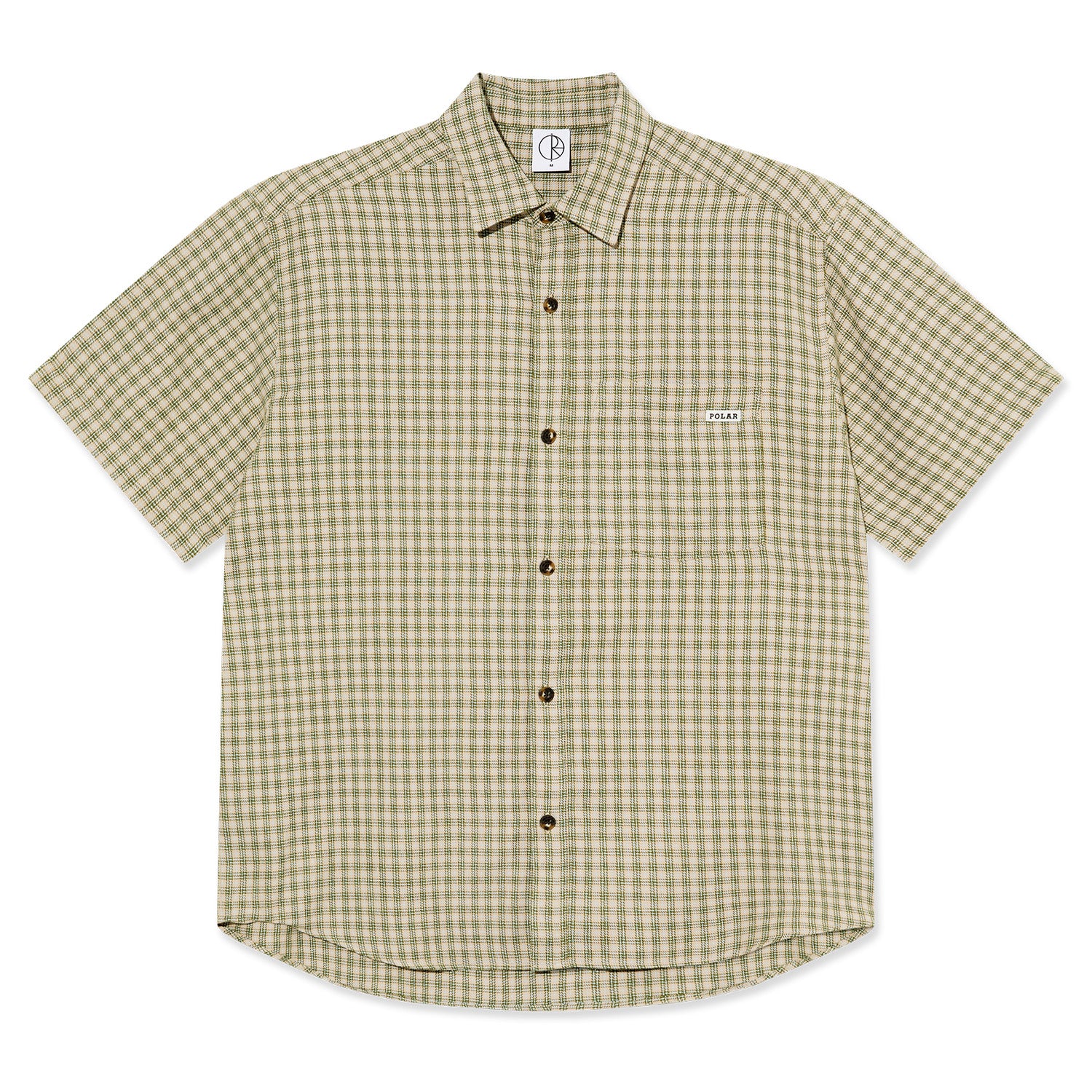 トップス POLAR SKATE CO. MITCHELL FLANNEL SHIRT Polar Skate Co. Mitchell Shirt Beige/Green - Orchard Skateshop