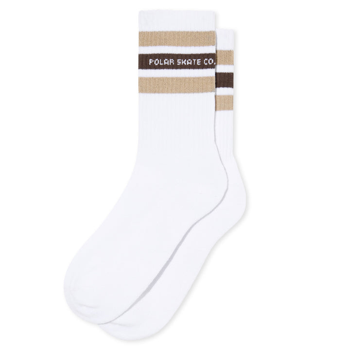 Polar Skate Co. Rib Socks Fat Stripe White/Beige