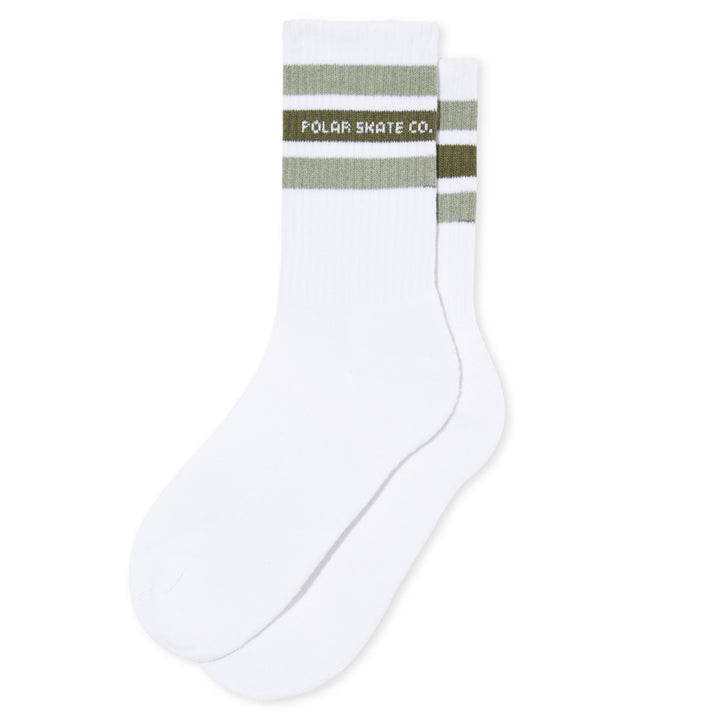 Polar Skate Co. Rib Socks Fat Stripe White/Sage