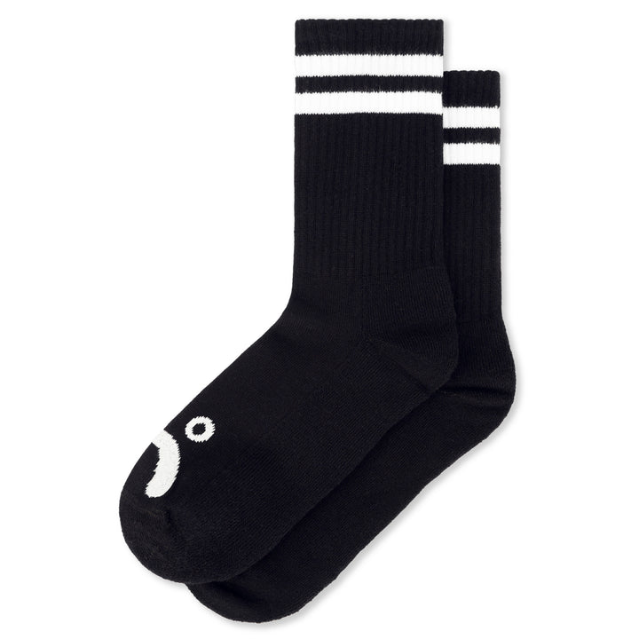Polar Skate Co. Rib Socks Happy Sad Black