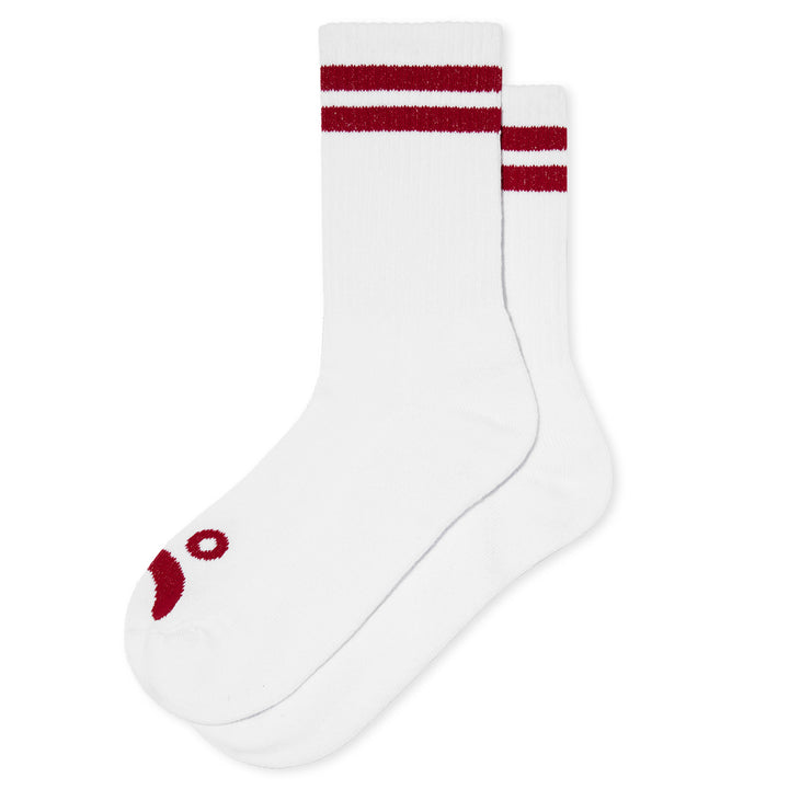 Polar Skate Co. Rib Socks Happy Sad White/Red