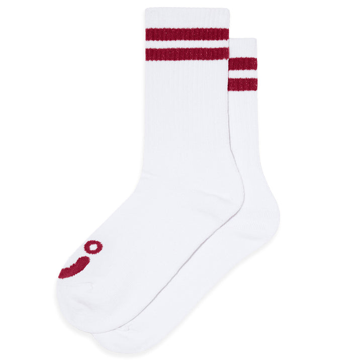 Polar Skate Co. Rib Socks Happy Sad White/Red