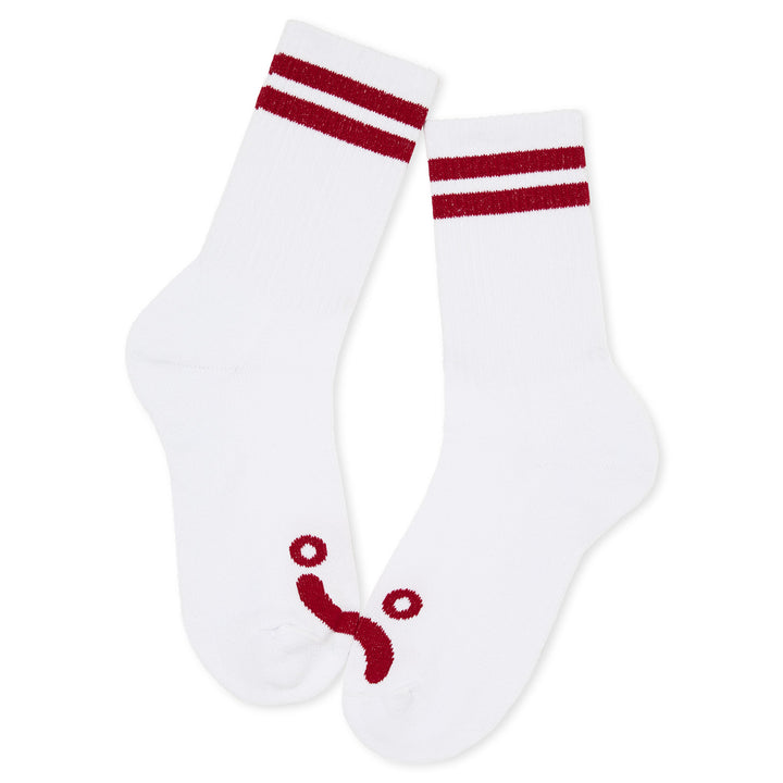 Polar Skate Co. Rib Socks Happy Sad White/Red