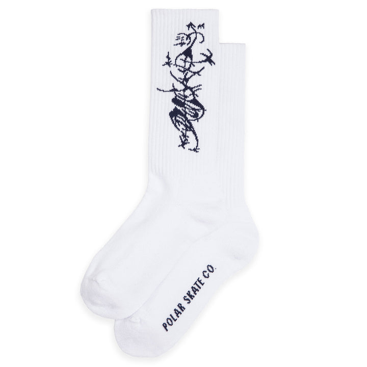 Polar Skate Co. Ebou Sanyang Rib Socks Long Tribal White/Navy