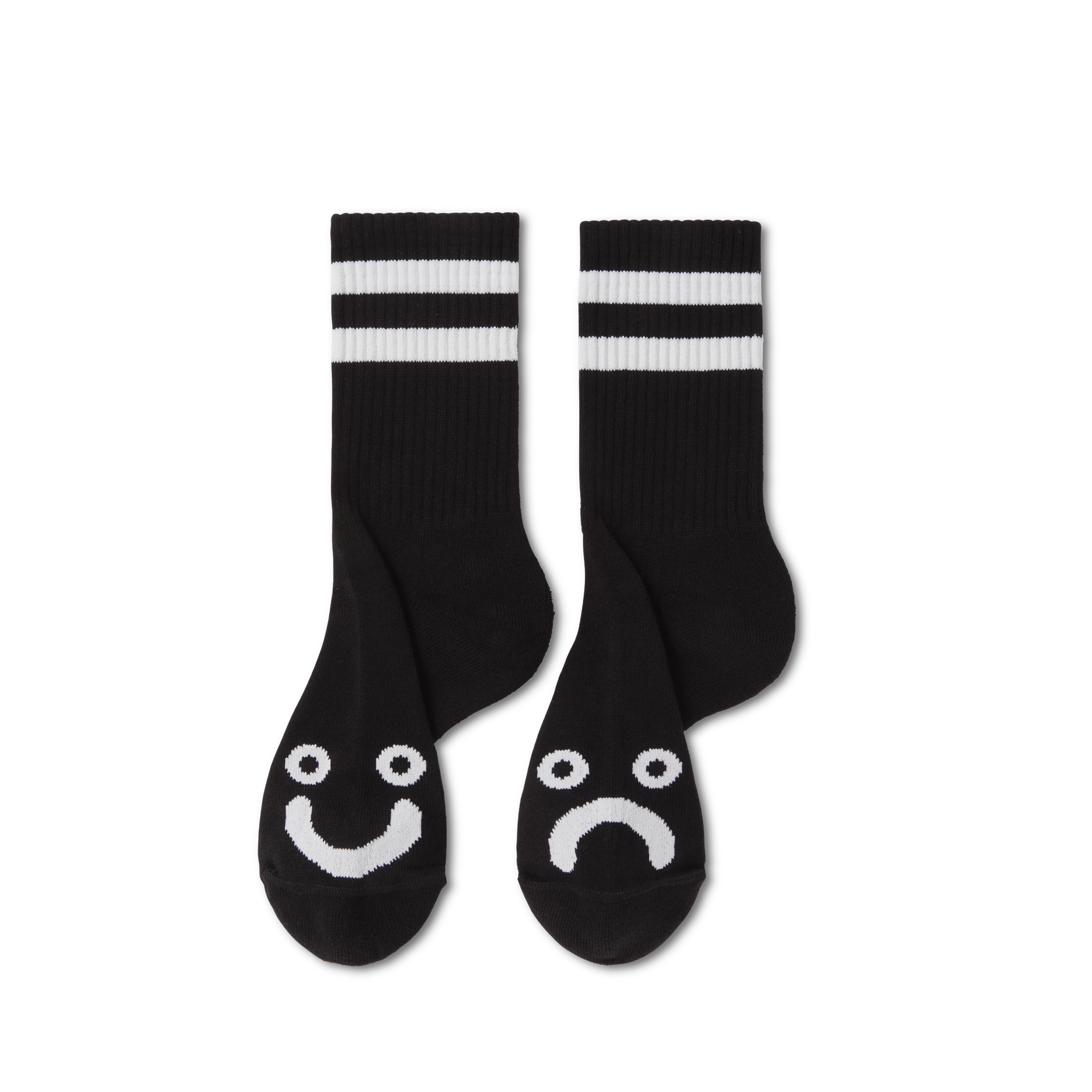 Polar Skate Co. Rib Socks Happy Sad Black