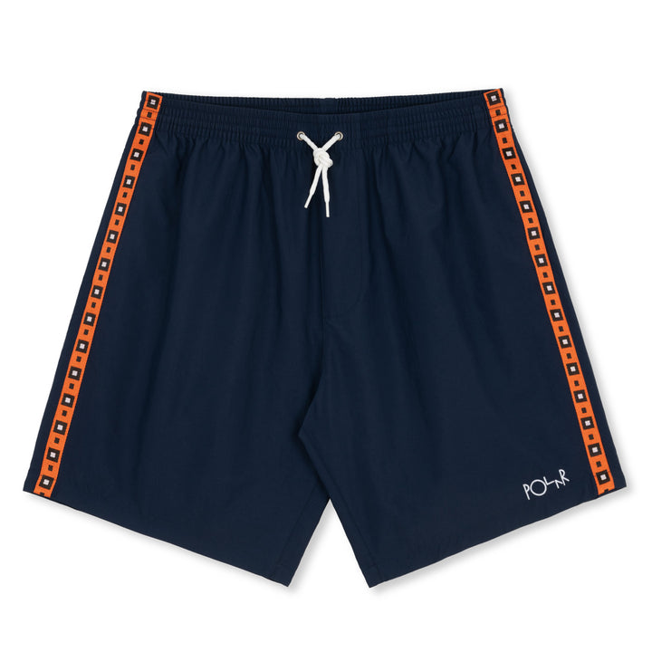 Polar Skate Co Swim Shorts Square Stripe Navy/Orange