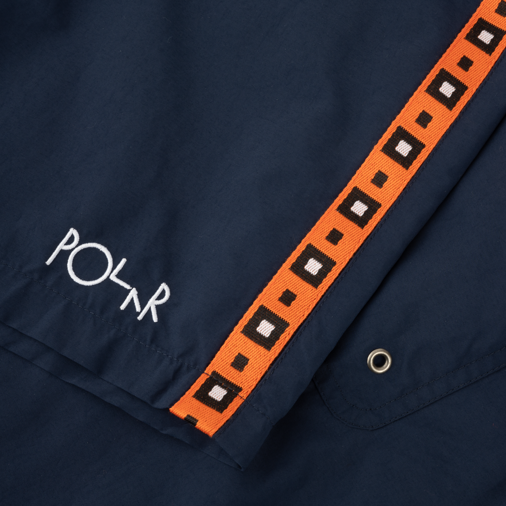 Polar Skate Co Swim Shorts Square Stripe Navy/Orange