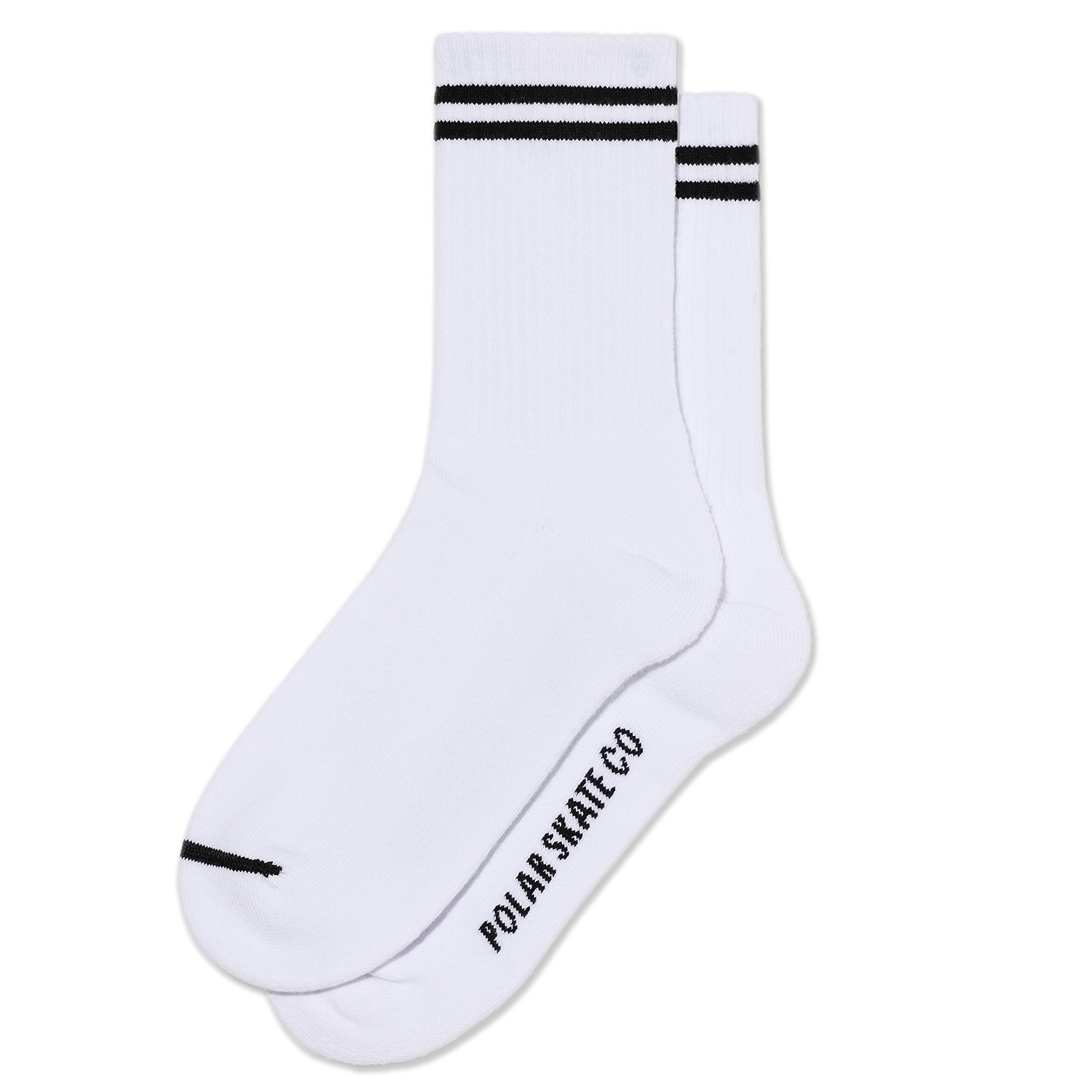 Polar Skate Co. Rib Socks 2 Stripes White/Black