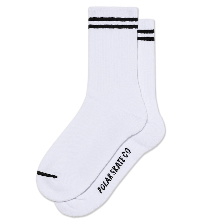 Polar Skate Co. Rib Socks 2 Stripes White/Black