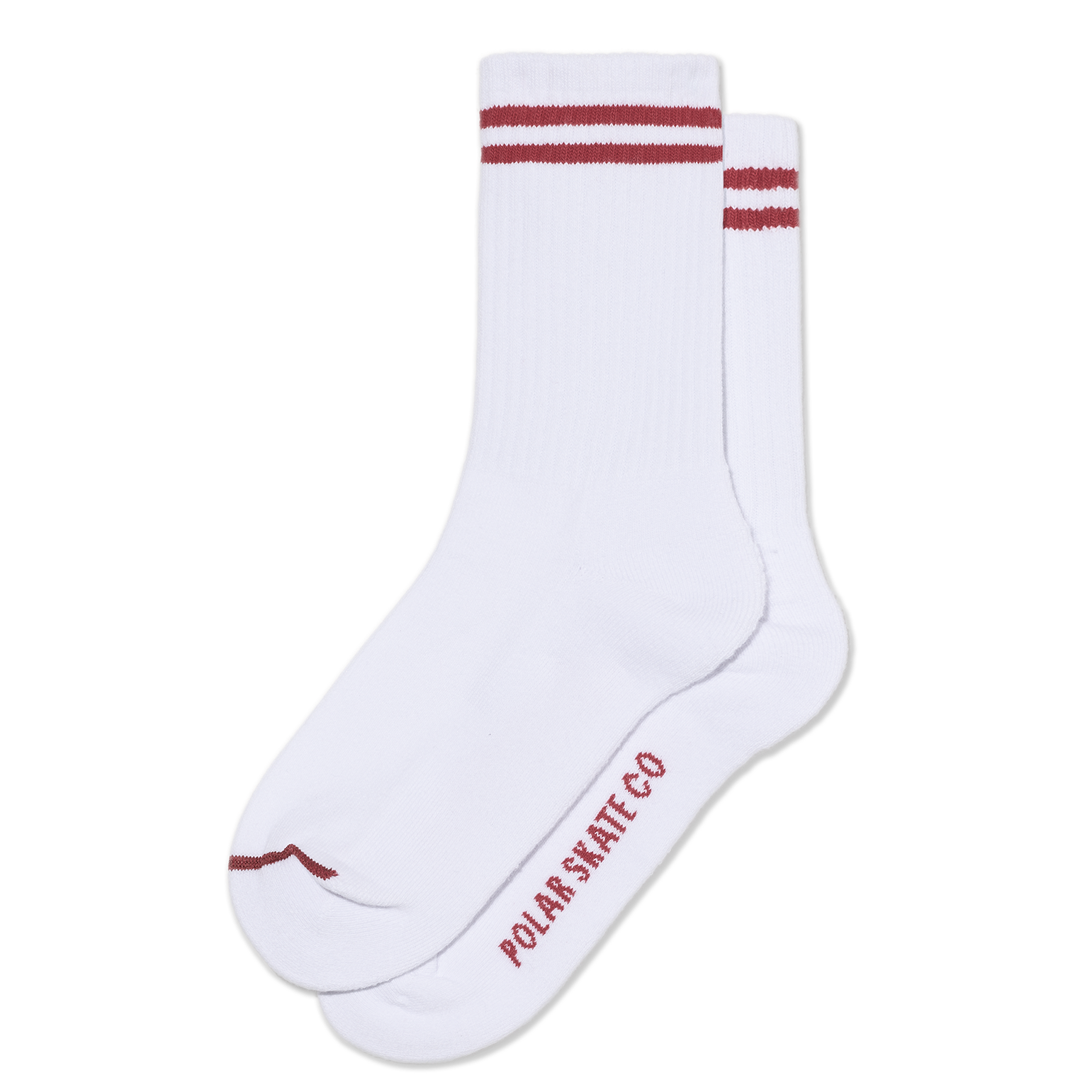 Polar Skate Co. Rib Socks 2 Stripes White/Cherry
