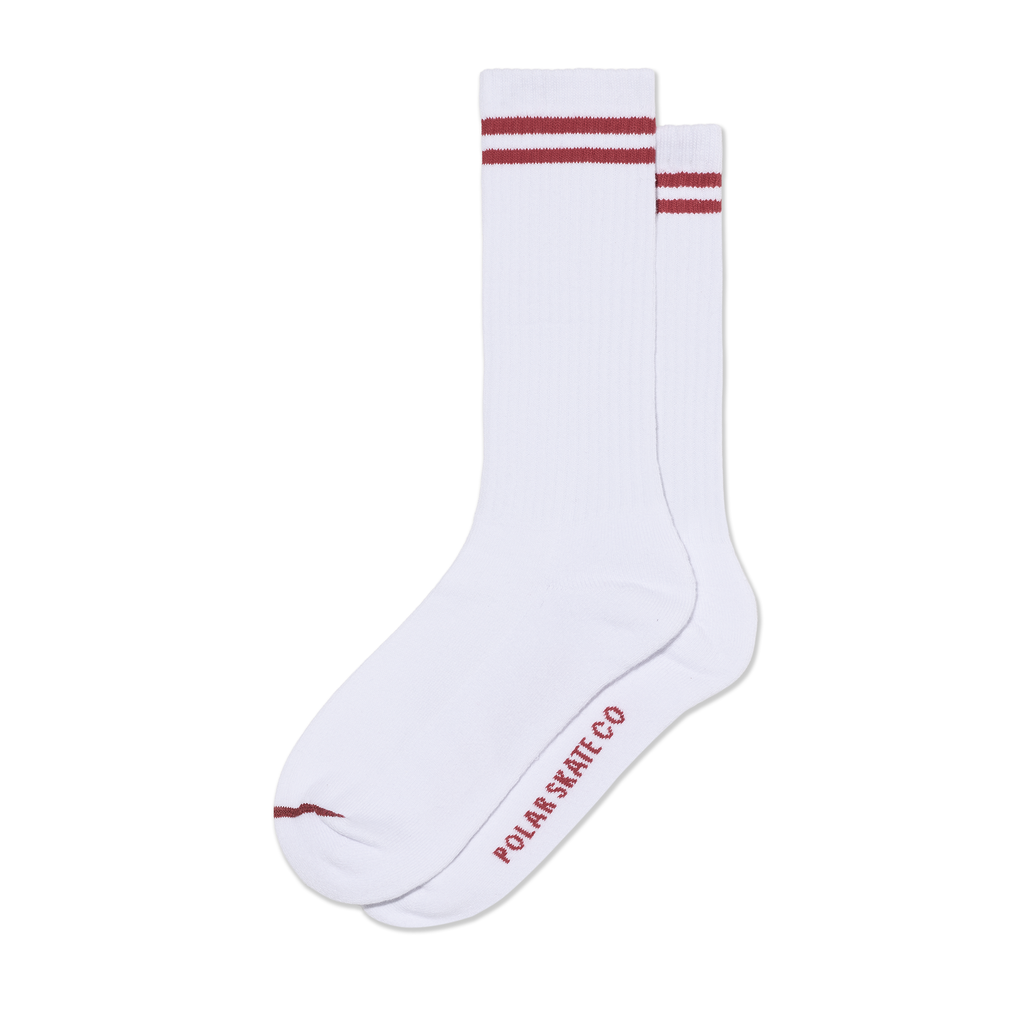 Polar Skate Co. Long Rib Socks 2 Stripes White/Cherry