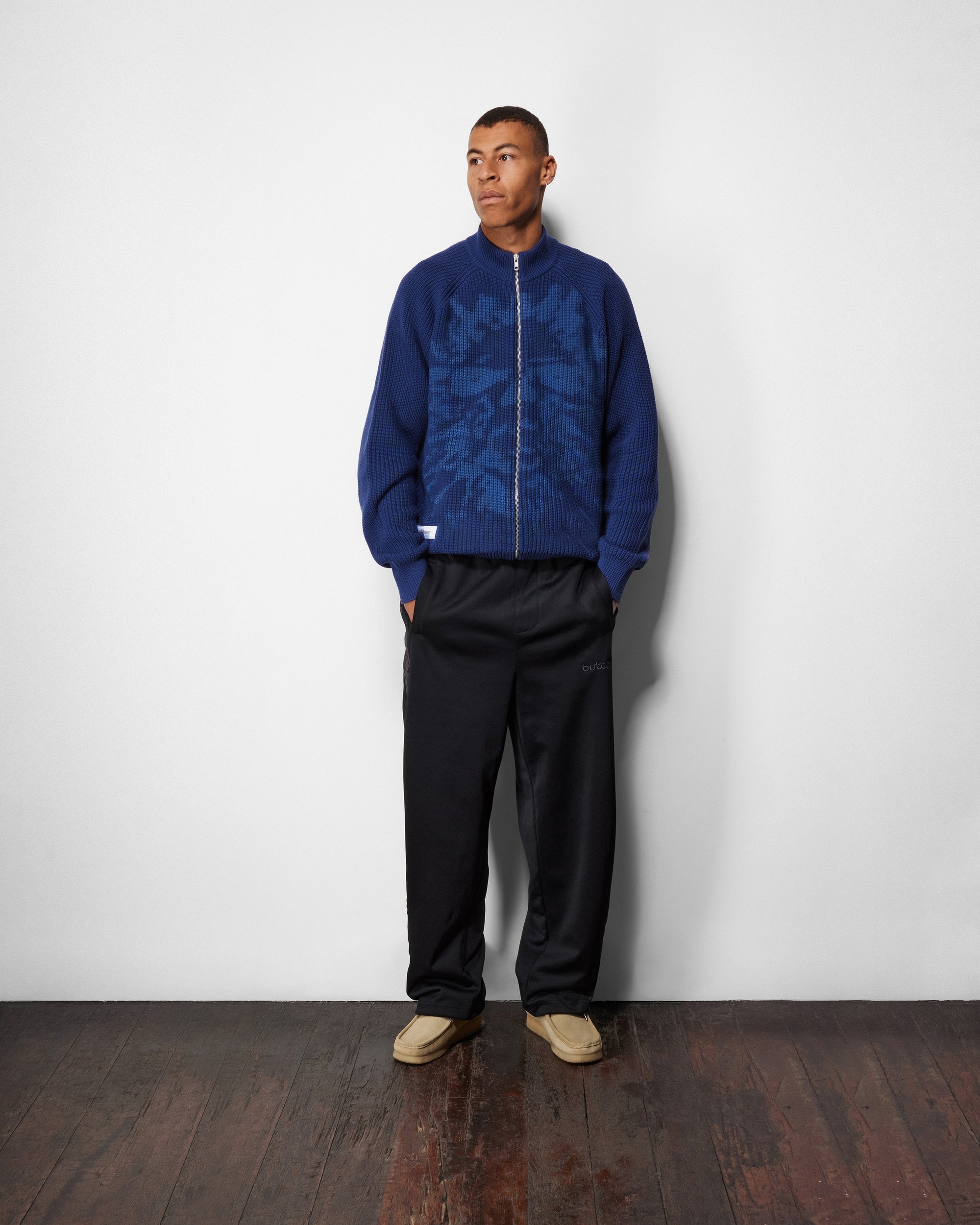 Butter Goods Shout Zip-Thru Sweater Dark Blue