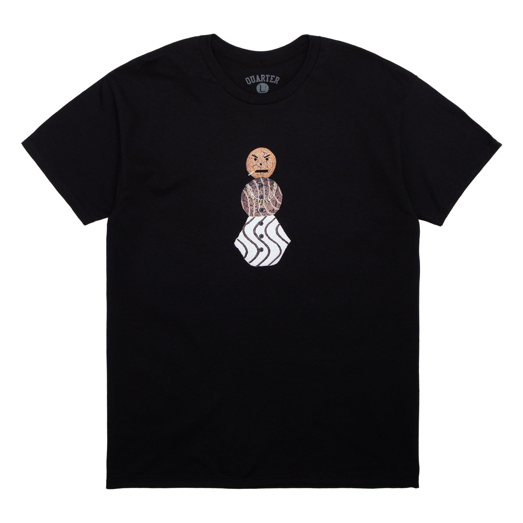 Quartersnacks Front Snackman Tee Black - Orchard Skateshop