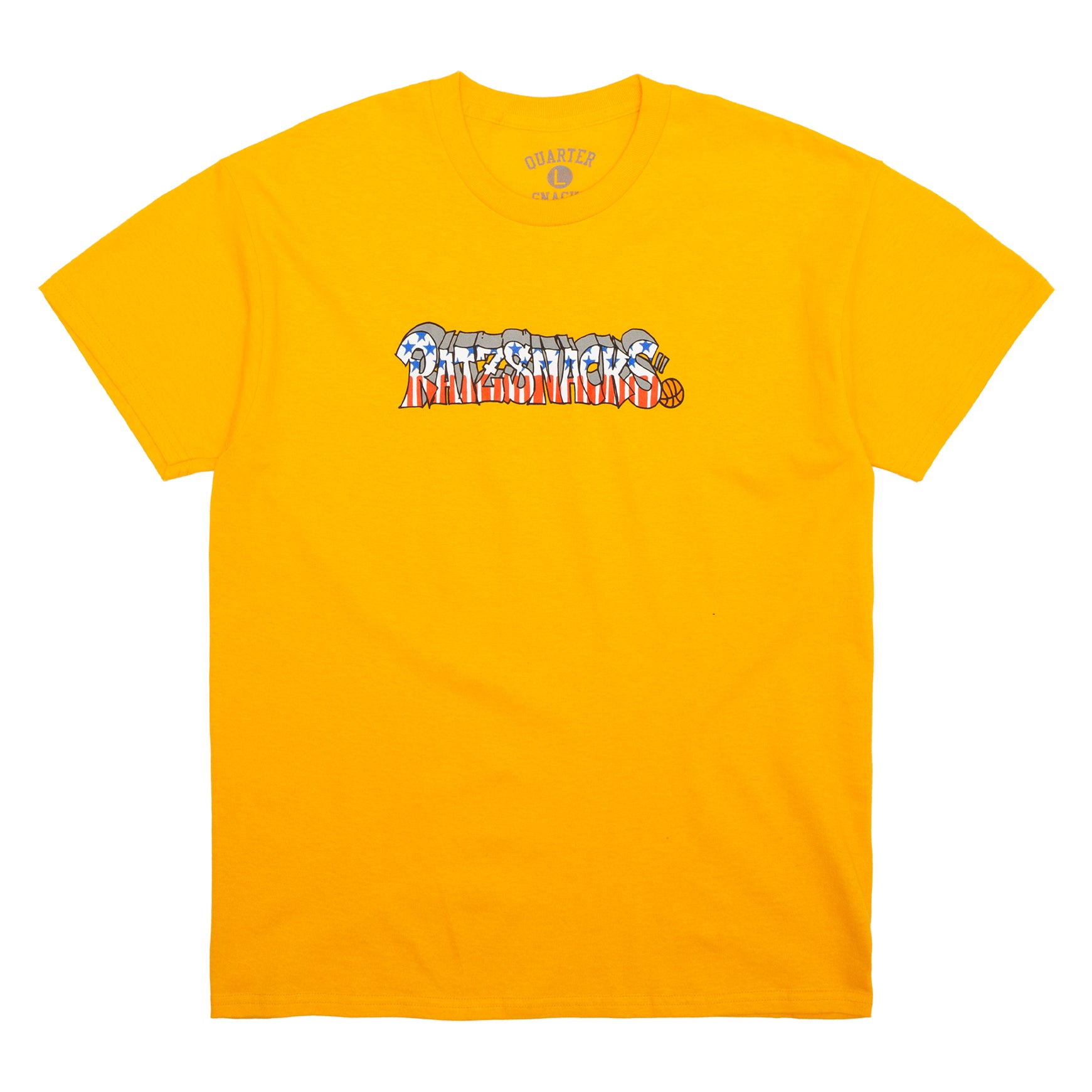 QUARTER SNACKS ラガーシャツ Quartersnacks x Rat Ratz Script Tee Yellow - Orchard Skateshop