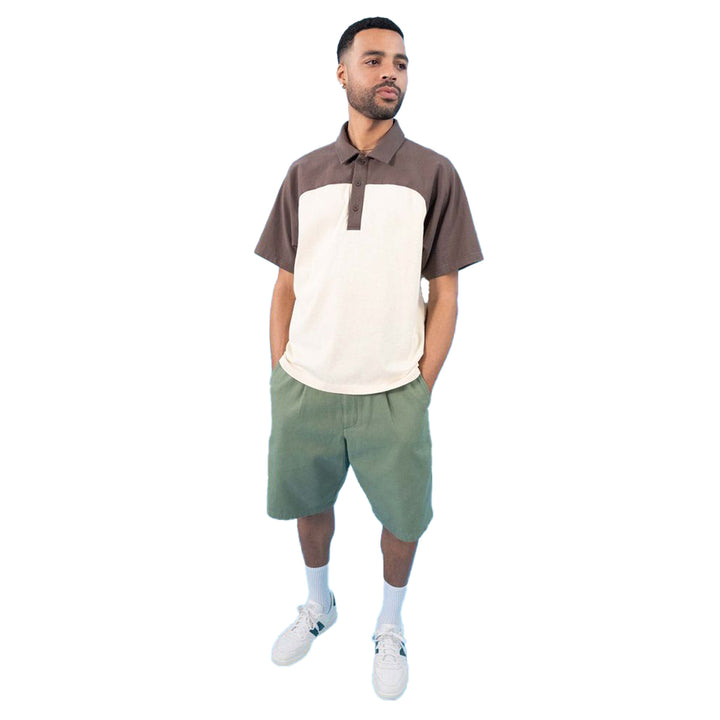 Quasi Leslie Raglan Polo Shirt Earth Brown