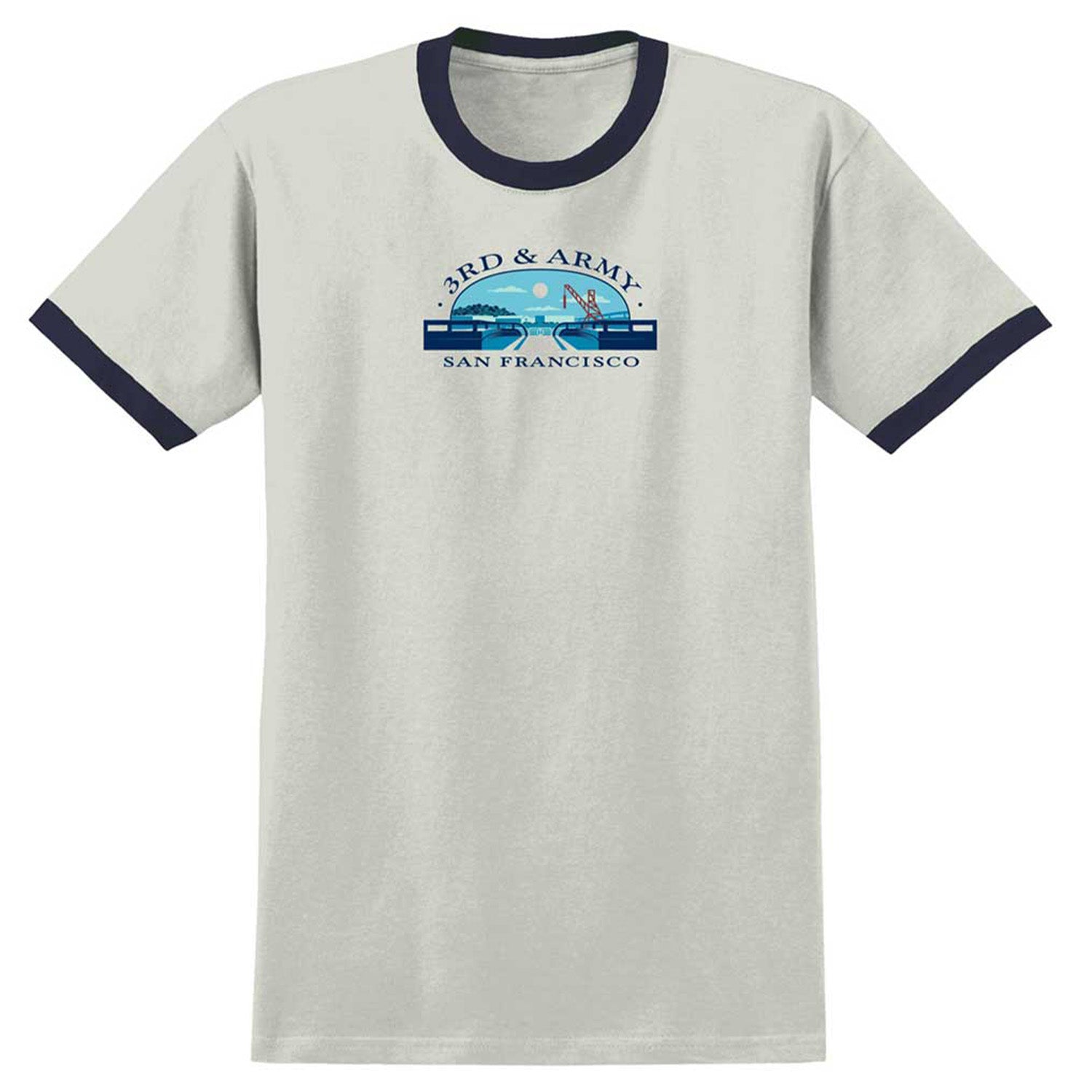 Real 3rd &amp; Army Ringer Tee Natural/Midnight Navy