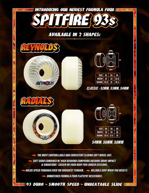 Spitfire Wheels Formula Four F493 Radials 58mm 93a - Orchard Skateshop