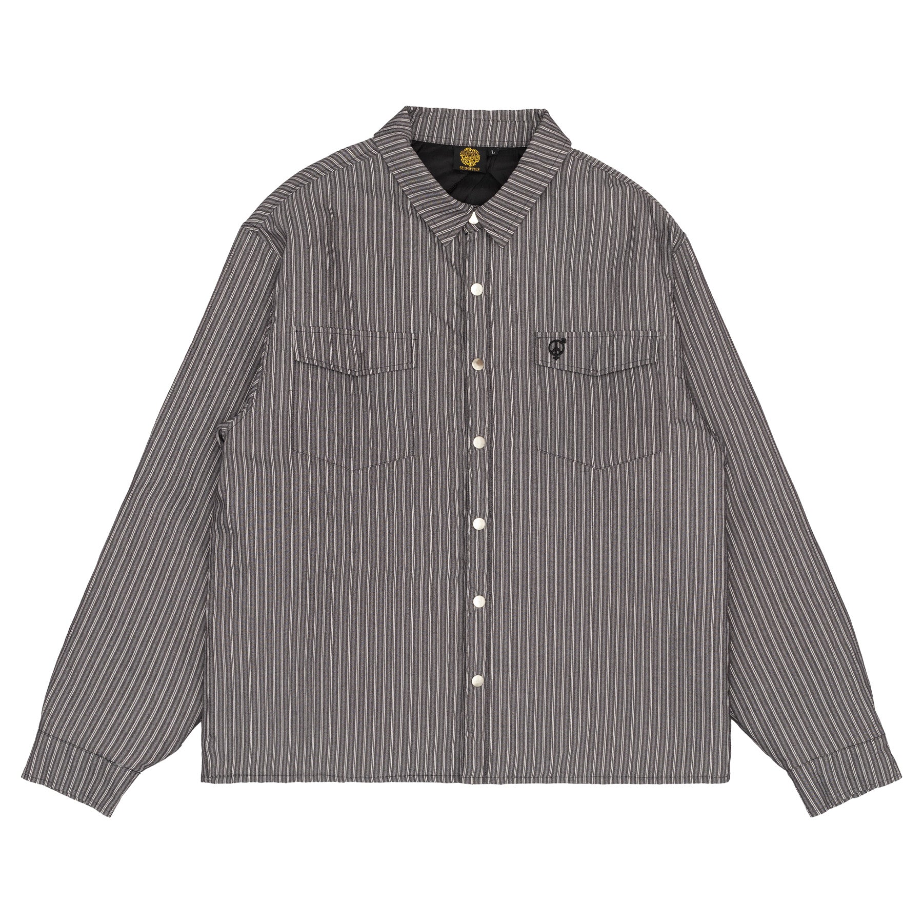 Sexhippies Insulated Snap Striped Work Shirt Grey/Black/White