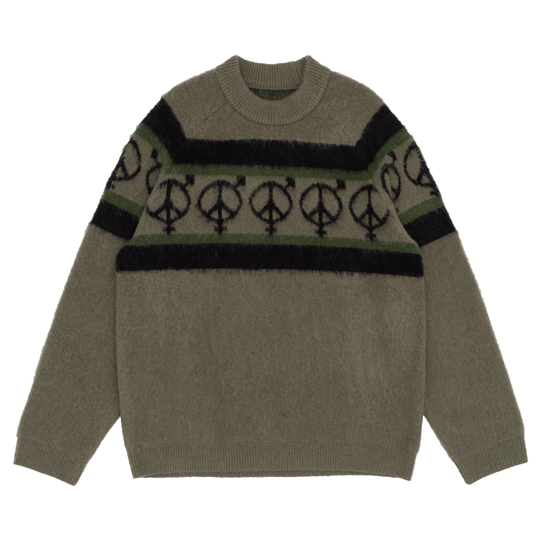 Sexhippies OG Striped Mohair Sweater Olive Drab/Black/Forest