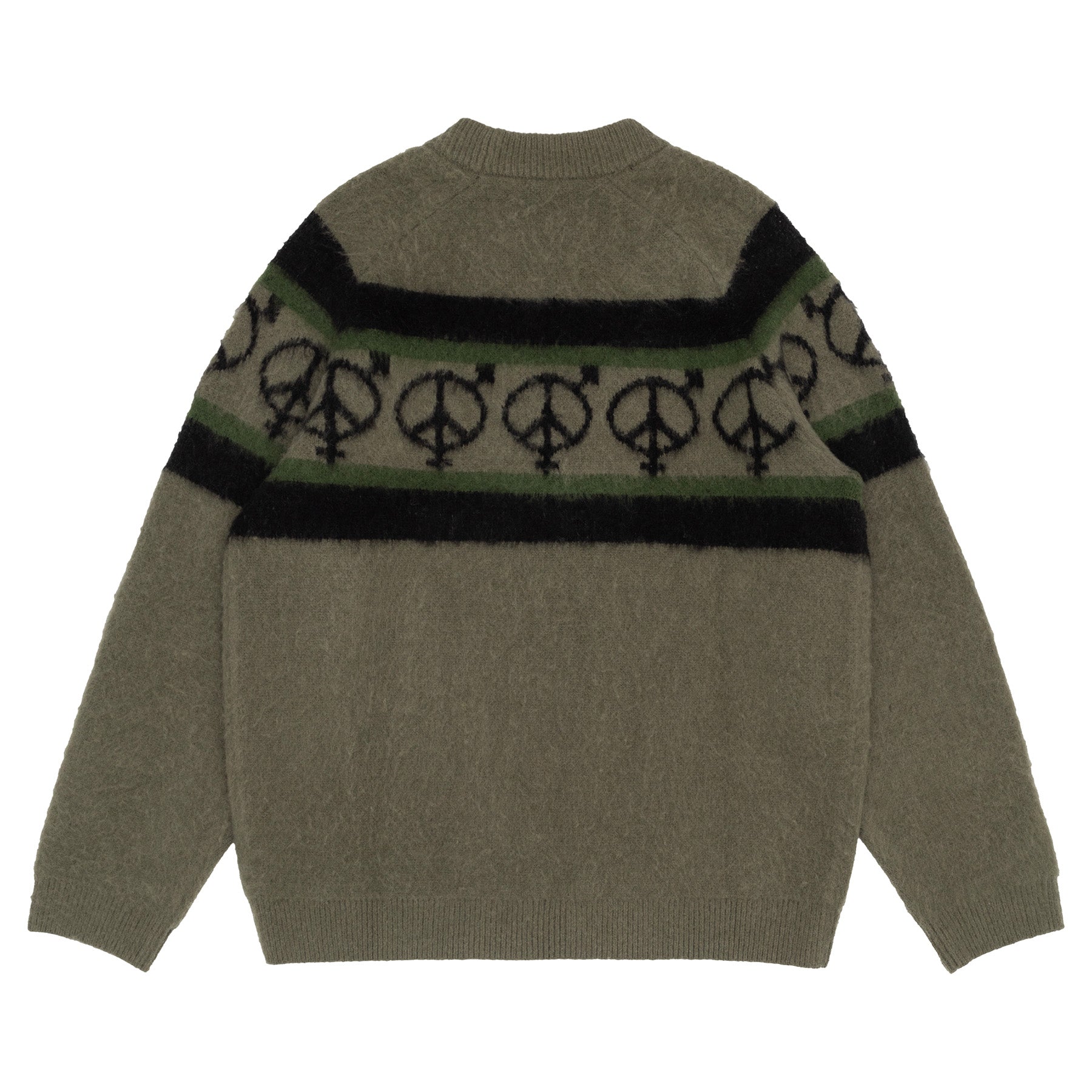 Sexhippies OG Striped Mohair Sweater Olive Drab/Black/Forest